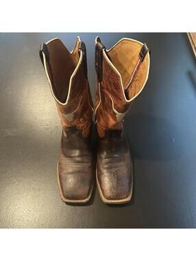 Men's Brown Leather Western Cowboy Boots Square Toe Moonshine Spirit
